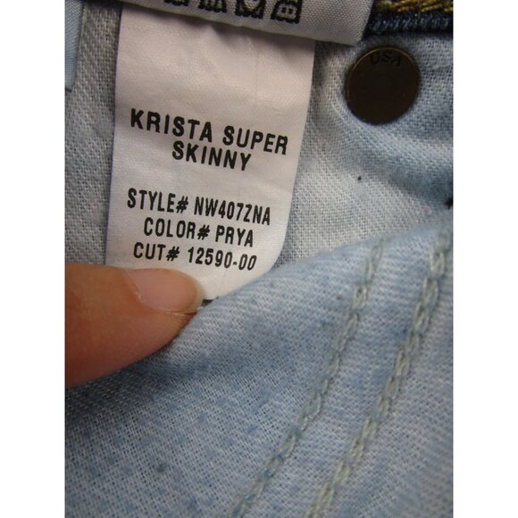 Hudson Jeans 26 Krista Super Skinny Grunge Denim Ripped Logo Stretch - Picture 13 of 14